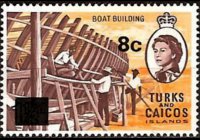 Turks e Caicos 1969 - serie Regina Elisabetta II e soggetti vari - soprastampati: 8 c