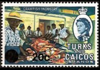 Turks e Caicos 1969 - serie Regina Elisabetta II e soggetti vari - soprastampati: 20 c