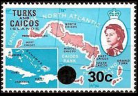 Turks e Caicos 1969 - serie Regina Elisabetta II e soggetti vari - soprastampati: 30 c