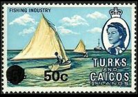 Turks e Caicos 1969 - serie Regina Elisabetta II e soggetti vari - soprastampati: 50 c