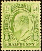 Turks e Caicos 1909 - serie Re Edoardo VII: ½ p