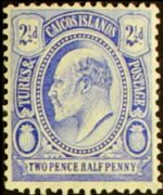 Turks e Caicos 1909 - serie Re Edoardo VII: 2½ p
