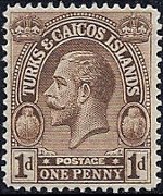 Turks e Caicos 1923 - serie Re Giorgio V: 1 p