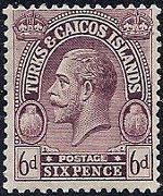 Turks e Caicos 1923 - serie Re Giorgio V: 6 p