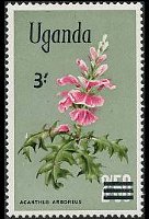 Uganda 1969 - serie Fiori: 3 sh su 2,50 sh