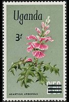 Uganda 1969 - serie Fiori: 3 sh su 2,50 sh