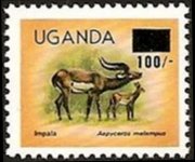 Uganda 1979 - serie Animali: 100 sh su 10 c