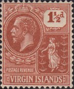 Isole Vergini britanniche 1922 - serie Re Giorgio V e Sant'Ursula: 1½ p